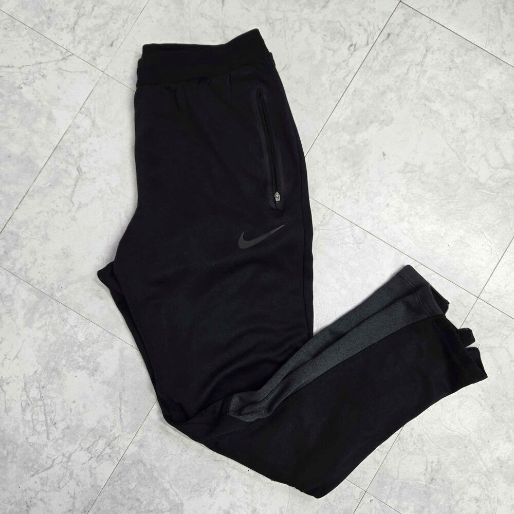 Nike Therma-Fit Sweatpants Joggers Size Medium Black Zippers Fleece Interior